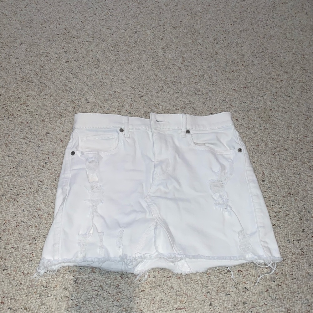 white ripped jean skirt